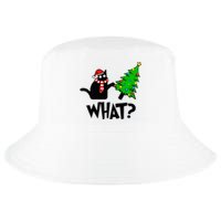 Funny Black Cat Gift Pushing Christmas Tree Over Cat What  Cool Comfort Performance Bucket Hat