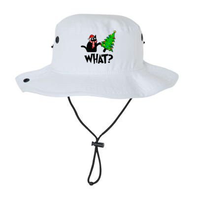 Funny Black Cat Gift Pushing Christmas Tree Over Cat What  Legacy Cool Fit Booney Bucket Hat