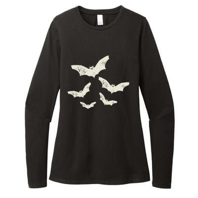 Flying Bats Creepy Gothic Costume Cool Animal Halloween Gift Womens CVC Long Sleeve Shirt