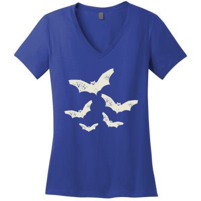 Flying Bats Creepy Gothic Costume Cool Animal Halloween Gift Women's V-Neck T-Shirt