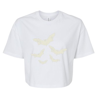 Flying Bats Creepy Gothic Costume Cool Animal Halloween Gift Bella+Canvas Jersey Crop Tee