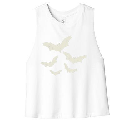 Flying Bats Creepy Gothic Costume Cool Animal Halloween Gift Women's Racerback Cropped Tank