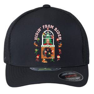 Funny Biden Christmas Sniffing Creepy Joe Hidin' From Biden Flexfit Unipanel Trucker Cap