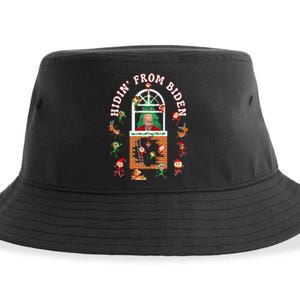 Funny Biden Christmas Sniffing Creepy Joe Hidin' From Biden Sustainable Bucket Hat