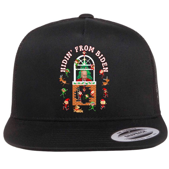 Funny Biden Christmas Sniffing Creepy Joe Hidin' From Biden Flat Bill Trucker Hat