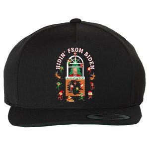 Funny Biden Christmas Sniffing Creepy Joe Hidin' From Biden Wool Snapback Cap