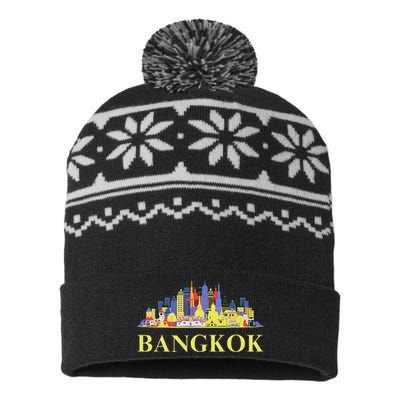 Funny Bangkok City Thailand Art Travel Souvenirs Gifts USA-Made Snowflake Beanie