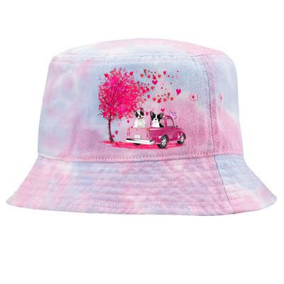 French Bulldog Couple Truck Happy Valentine's Day Funny Gift Tie-Dyed Bucket Hat