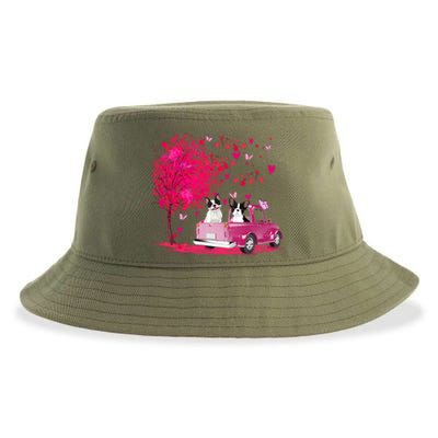 French Bulldog Couple Truck Happy Valentine's Day Funny Gift Sustainable Bucket Hat