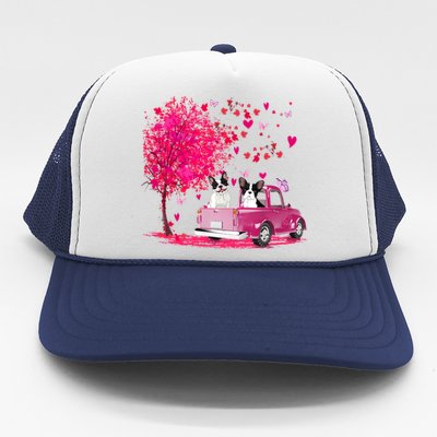 French Bulldog Couple Truck Happy Valentine's Day Funny Gift Trucker Hat