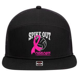 Fight Breast Cancer Volleyball Pink Ribbon Awareness 7 Panel Mesh Trucker Snapback Hat