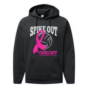 Fight Breast Cancer Volleyball Pink Ribbon Awareness Performance Fleece Hoodie