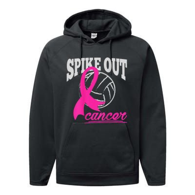 Fight Breast Cancer Volleyball Pink Ribbon Awareness Performance Fleece Hoodie