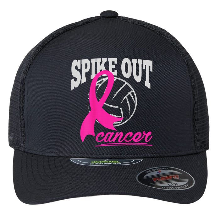 Fight Breast Cancer Volleyball Pink Ribbon Awareness Flexfit Unipanel Trucker Cap