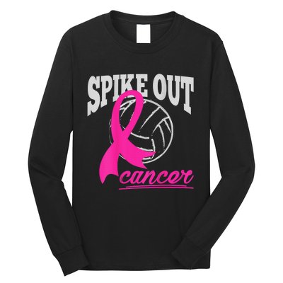 Fight Breast Cancer Volleyball Pink Ribbon Awareness Long Sleeve Shirt