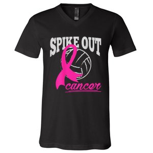 Fight Breast Cancer Volleyball Pink Ribbon Awareness V-Neck T-Shirt