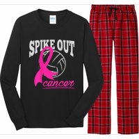 Fight Breast Cancer Volleyball Pink Ribbon Awareness Long Sleeve Pajama Set