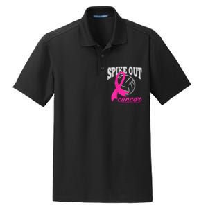 Fight Breast Cancer Volleyball Pink Ribbon Awareness Dry Zone Grid Polo