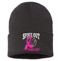 Fight Breast Cancer Volleyball Pink Ribbon Awareness Sustainable Knit Beanie