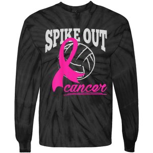 Fight Breast Cancer Volleyball Pink Ribbon Awareness Tie-Dye Long Sleeve Shirt