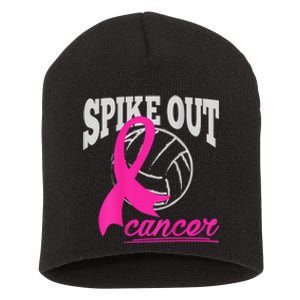 Fight Breast Cancer Volleyball Pink Ribbon Awareness Short Acrylic Beanie