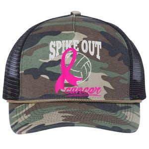 Fight Breast Cancer Volleyball Pink Ribbon Awareness Retro Rope Trucker Hat Cap