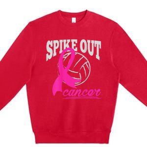 Fight Breast Cancer Volleyball Pink Ribbon Awareness Premium Crewneck Sweatshirt