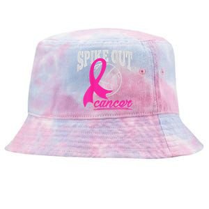 Fight Breast Cancer Volleyball Pink Ribbon Awareness Tie-Dyed Bucket Hat