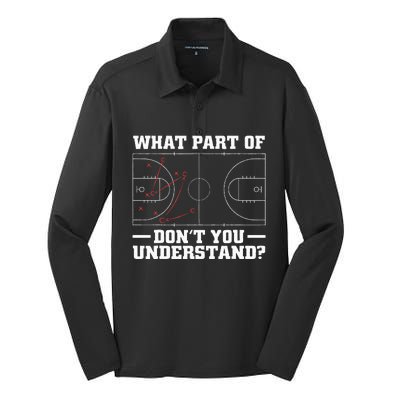 Funny Basketball Coach For Women Tactic Diagram Board Silk Touch Performance Long Sleeve Polo