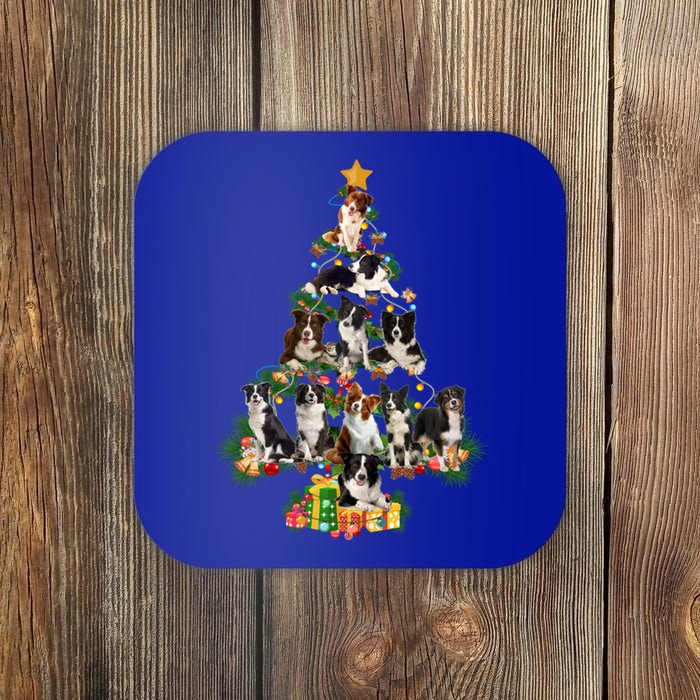 Funny Border Collie Dog Merry Christmas Tree Lover Xmas 2020 Gift Coaster