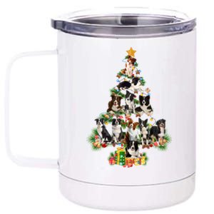 Funny Border Collie Dog Merry Christmas Tree Lover Xmas 2020 Gift 12 oz Stainless Steel Tumbler Cup