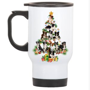 Funny Border Collie Dog Merry Christmas Tree Lover Xmas 2020 Gift Stainless Steel Travel Mug