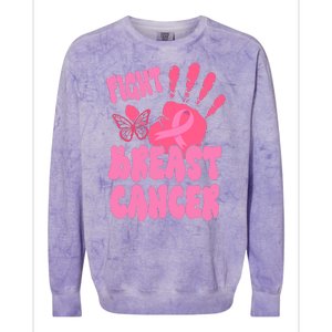 Fight Breast Cancer Handprint Ribbon Colorblast Crewneck Sweatshirt