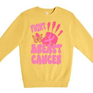 Fight Breast Cancer Handprint Ribbon Premium Crewneck Sweatshirt