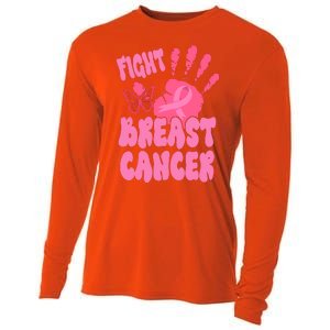 Fight Breast Cancer Handprint Ribbon Cooling Performance Long Sleeve Crew