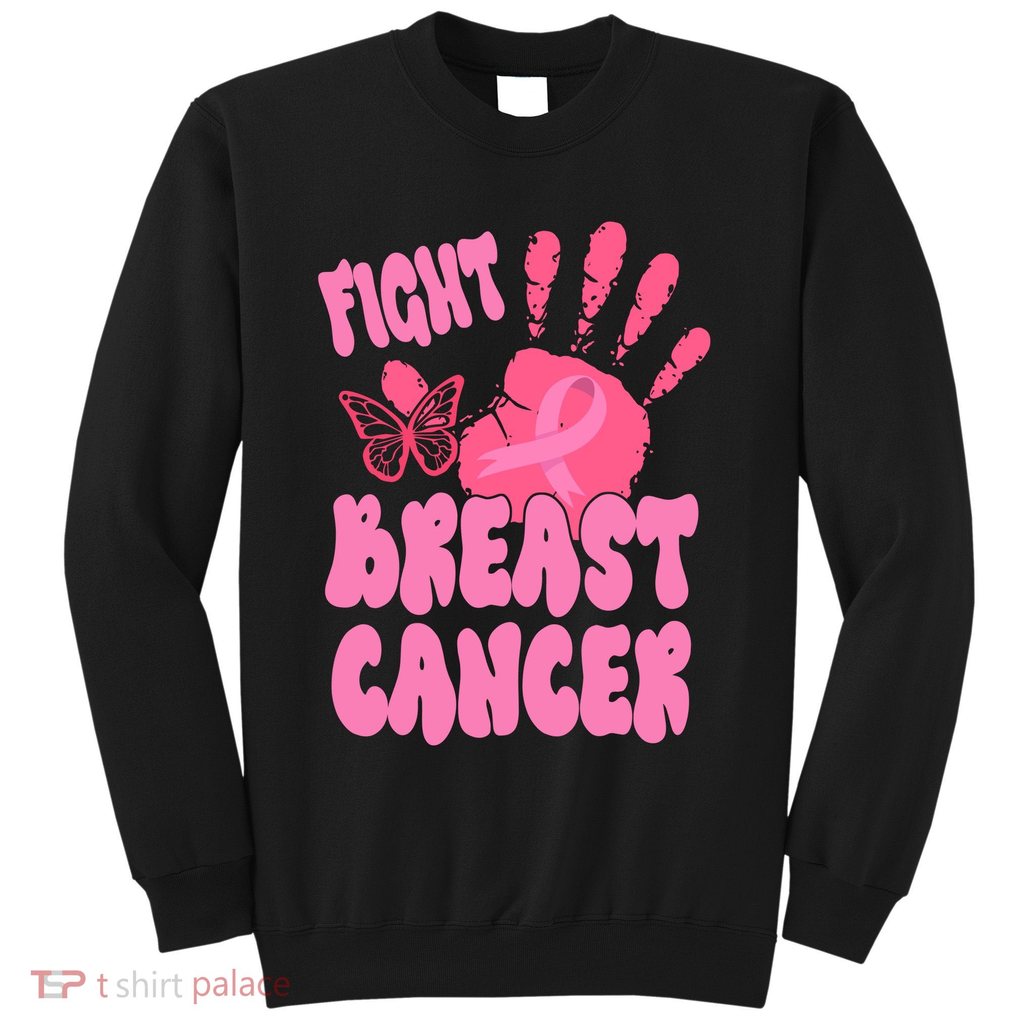 Fight Breast Cancer Handprint Ribbon Sweatshirt