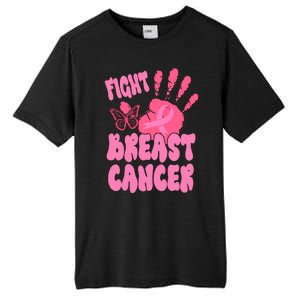 Fight Breast Cancer Handprint Ribbon Tall Fusion ChromaSoft Performance T-Shirt