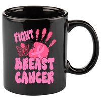 Fight Breast Cancer Handprint Ribbon 11oz C Handle Ceramic Mug