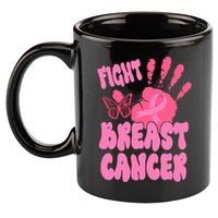 Fight Breast Cancer Handprint Ribbon 11oz C Handle Ceramic Mug