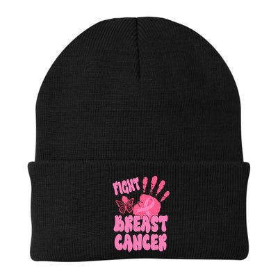 Fight Breast Cancer Handprint Ribbon Beanie
