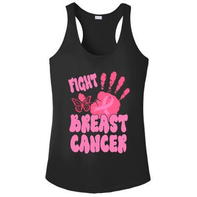 Fight Breast Cancer Handprint Ribbon Ladies PosiCharge Competitor Racerback Tank