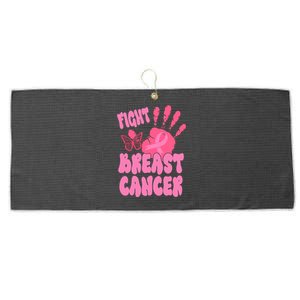 Fight Breast Cancer Handprint Ribbon Large Microfiber Waffle Golf Towel