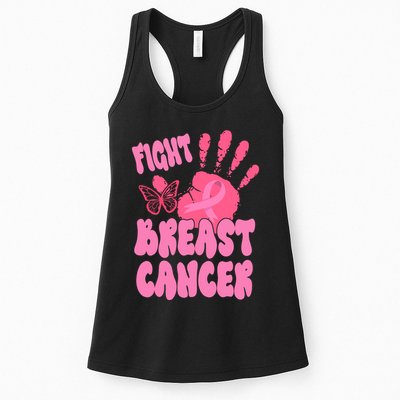 Fight Breast Cancer Handprint Ribbon Womens Tank Top