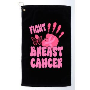 Fight Breast Cancer Handprint Ribbon Platinum Collection Golf Towel