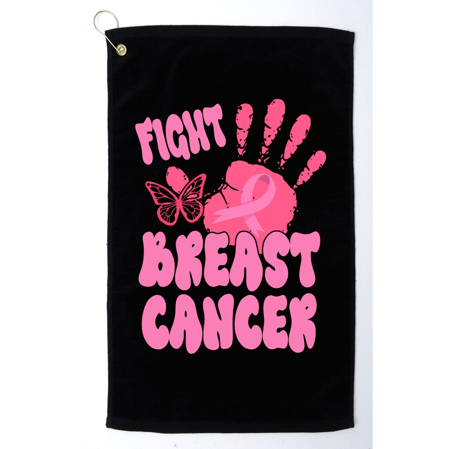 Fight Breast Cancer Handprint Ribbon Golf Towel