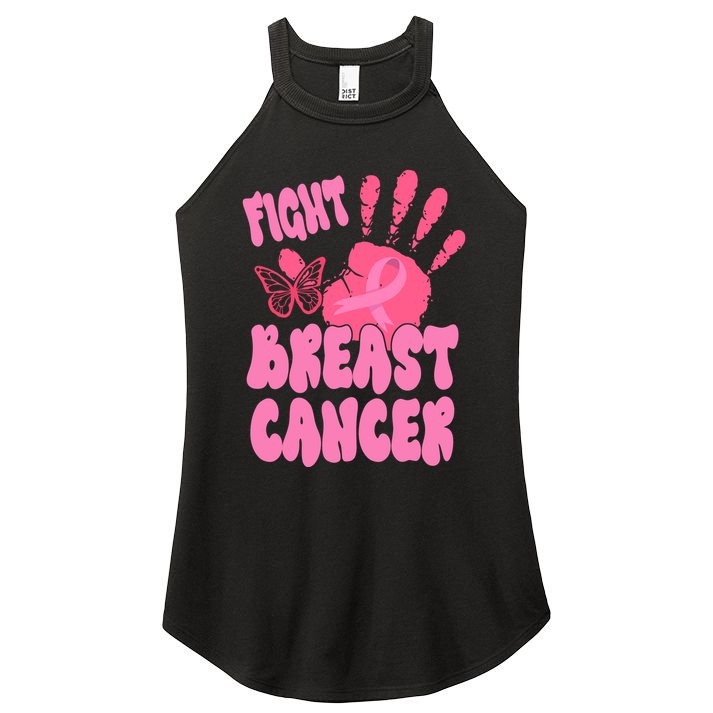 Fight Breast Cancer Handprint Ribbon Women's Perfect Tri Rocker Tank