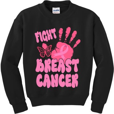 Fight Breast Cancer Handprint Ribbon Kids Sweatshirt