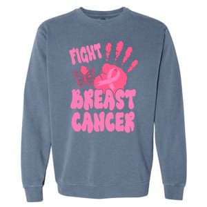 Fight Breast Cancer Handprint Ribbon Garment-Dyed Sweatshirt