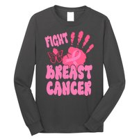 Fight Breast Cancer Handprint Ribbon Long Sleeve Shirt