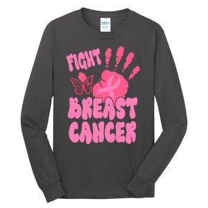 Fight Breast Cancer Handprint Ribbon Tall Long Sleeve T-Shirt